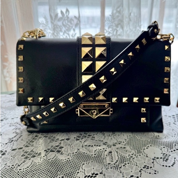 Michael Kors CeCe Medium Studded Black Leather Shoulder Bag